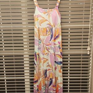 SOMA Trapeze Maxi Bra Dress In Fresh Tropical Blue sz large